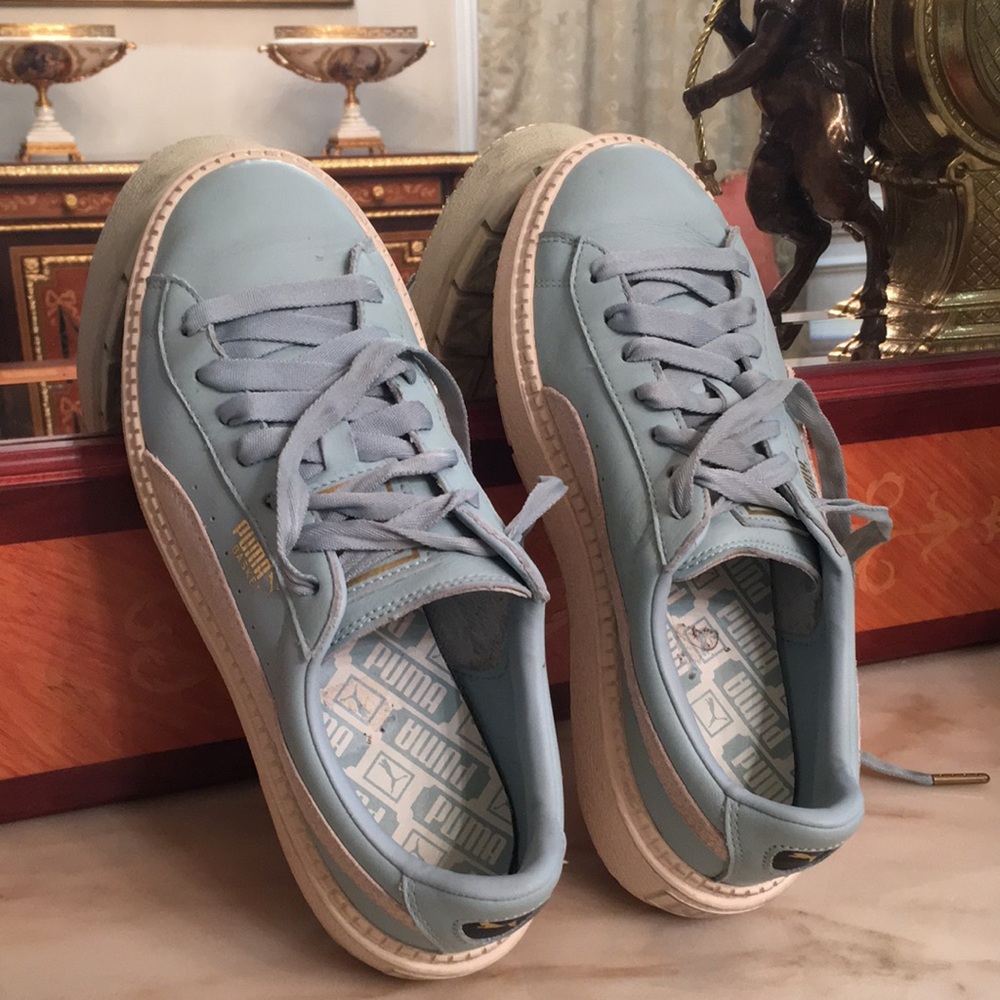 Puma Basket platform blue lace up Sneakers sz.8.5 - Picture 11 of 14